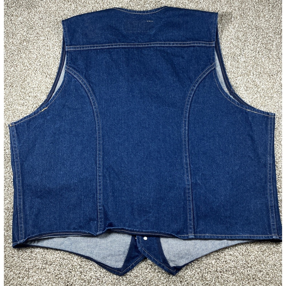 Wrangler Vest Mens XXL Blue Denim Western Button Front Pockets 1074130PW - Picture 5 of 8